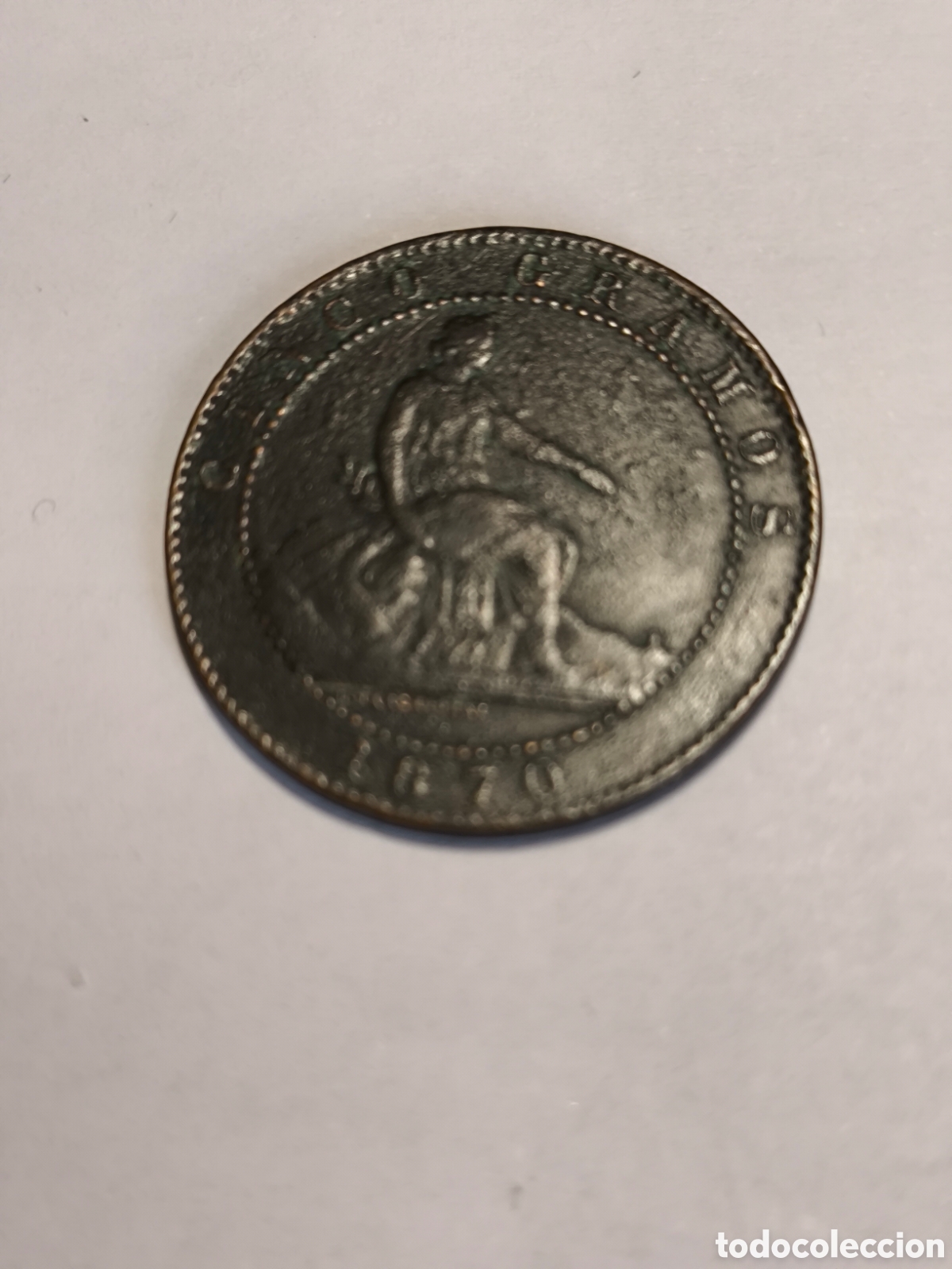 Monedas de Espa&ntilde;a: 5 C&eacute;ntimos Gobierno Provisional 1870 - Foto 1