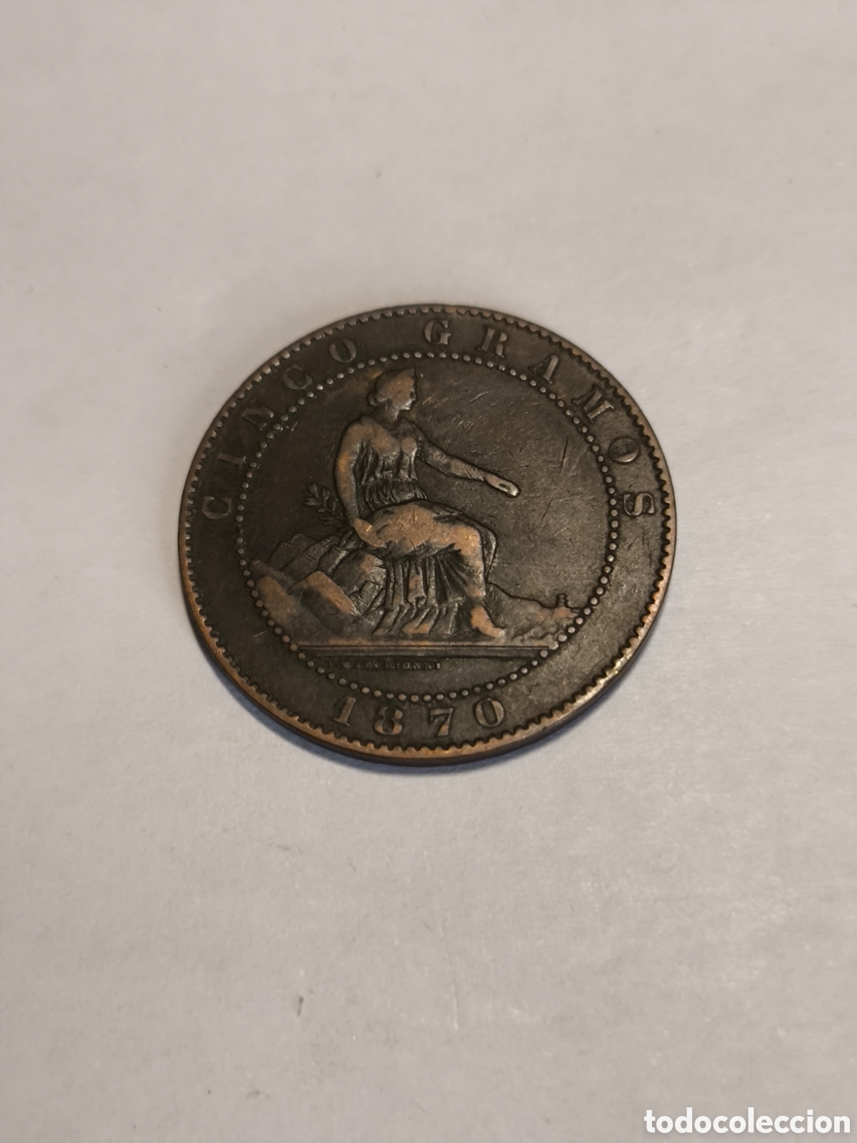 Monedas de Espa&ntilde;a: 5 C&eacute;ntimos Gobierno Provisional 1870 - Foto 1
