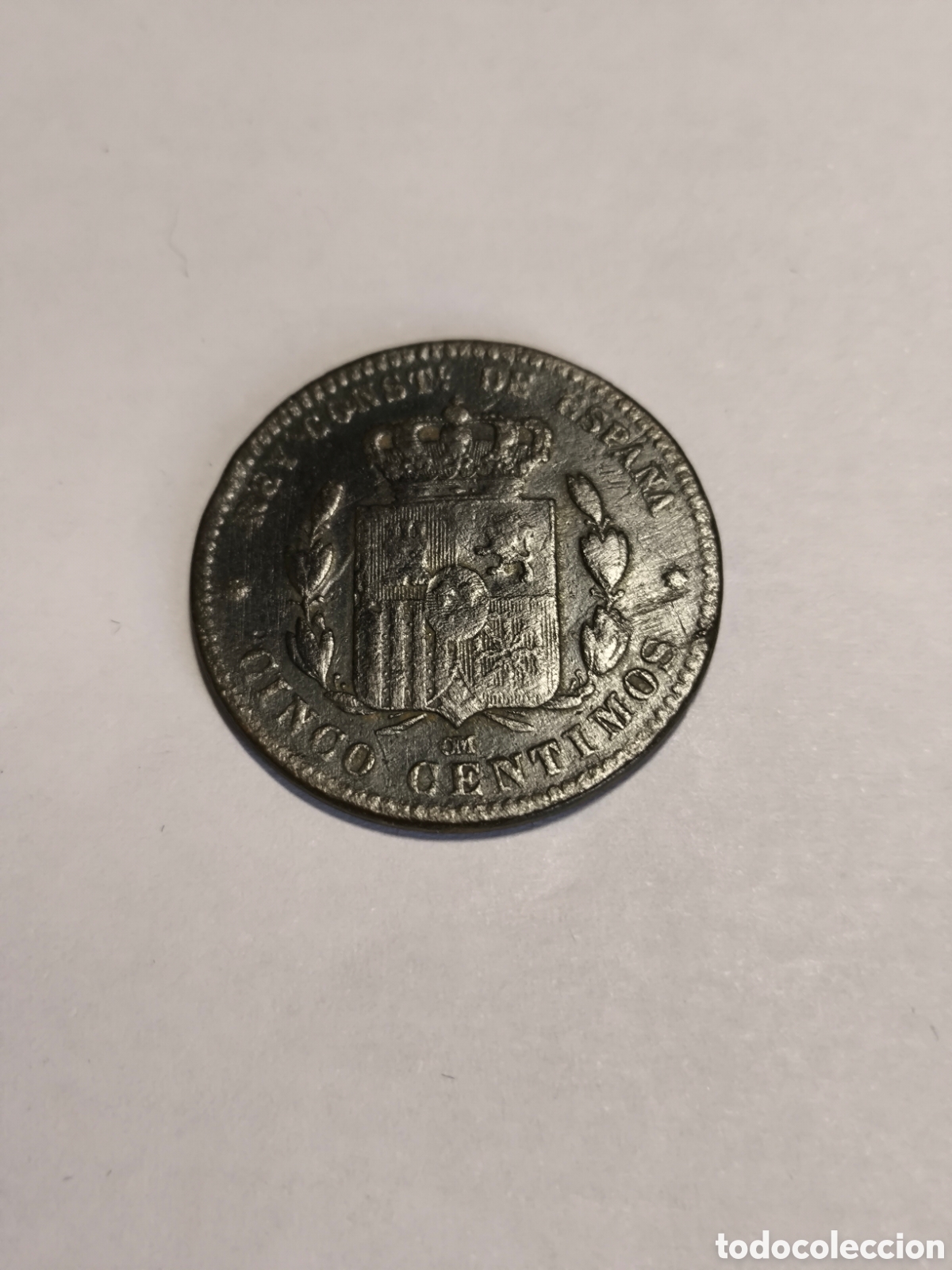 Monedas de Espa&ntilde;a: 5 C&eacute;ntimos Alfonso XII 1877 Barcelona - Foto 1