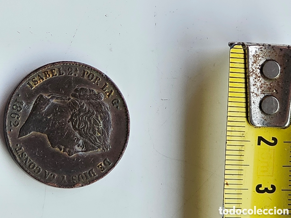 Monedas de Espa&ntilde;a: Moneda de Isabel II de 1862 25 c&eacute;ntimos de Real - Foto 2