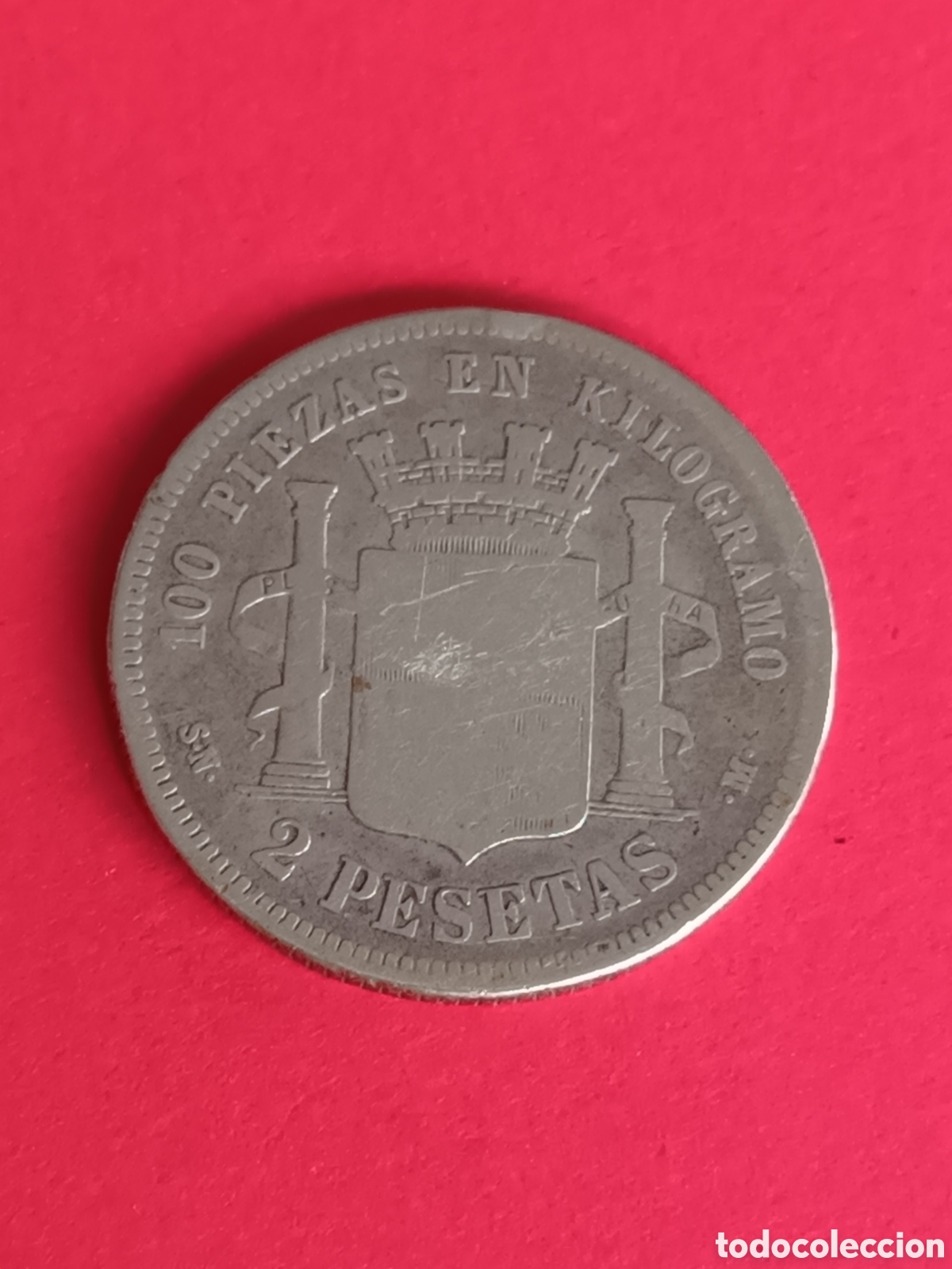 Monedas de Espa&ntilde;a: GOBIERNO PROVISIONAL. 2 PESETAS DE 1869. SNM. - Foto 2