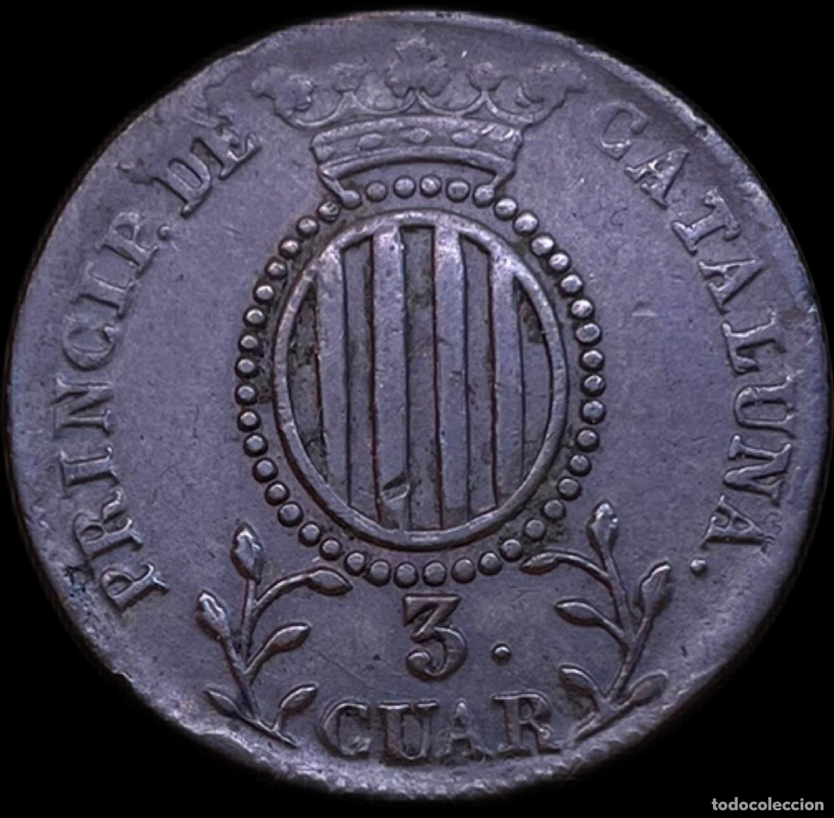 Monedas de Espa&ntilde;a: 3 Cuartos Isabel II Barcelona - Foto 1