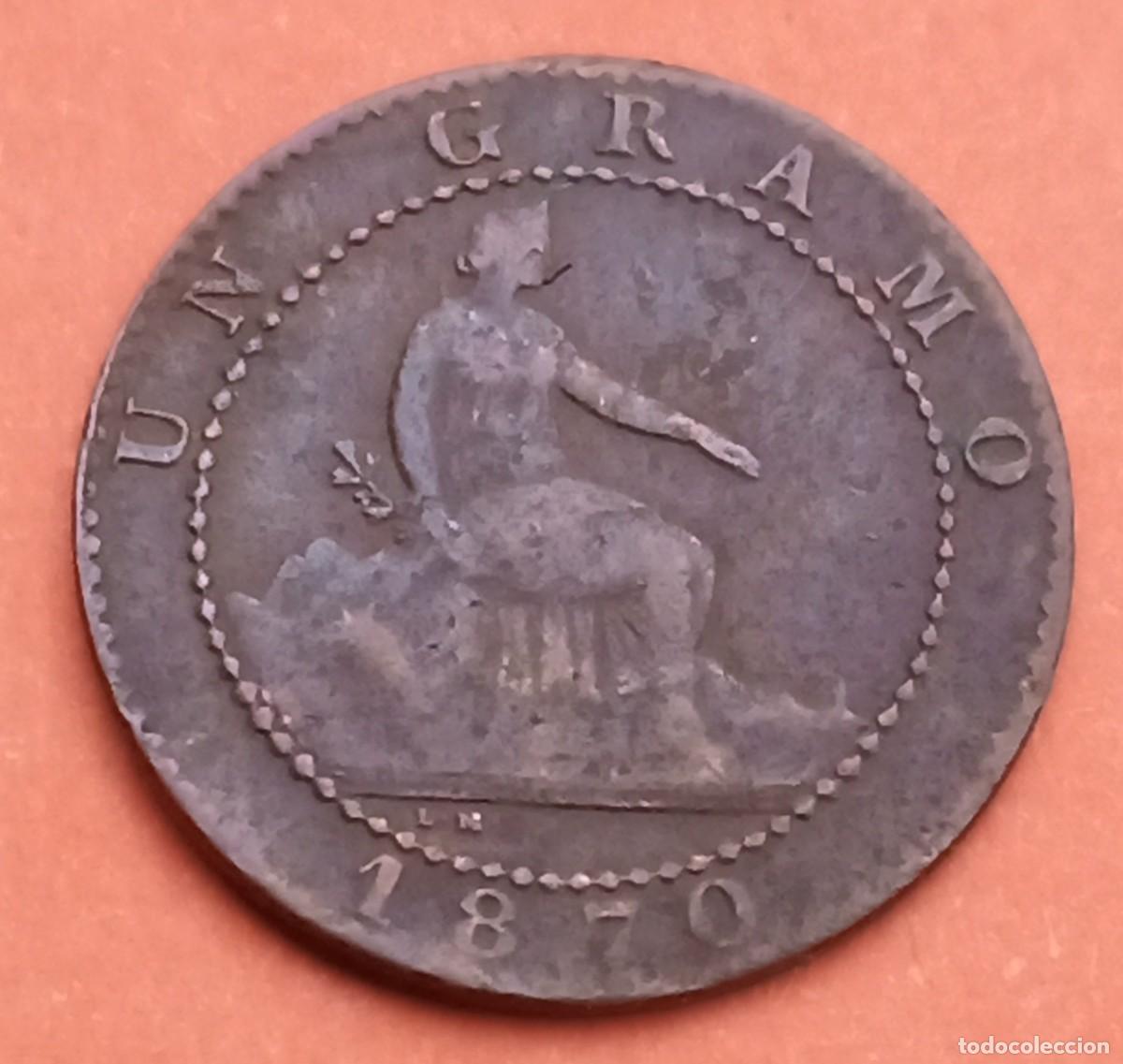 Monedas de Espa&ntilde;a: 1 CENTIMO 1870 - GOBIERNO PROVISIONAL - RC - Foto 1