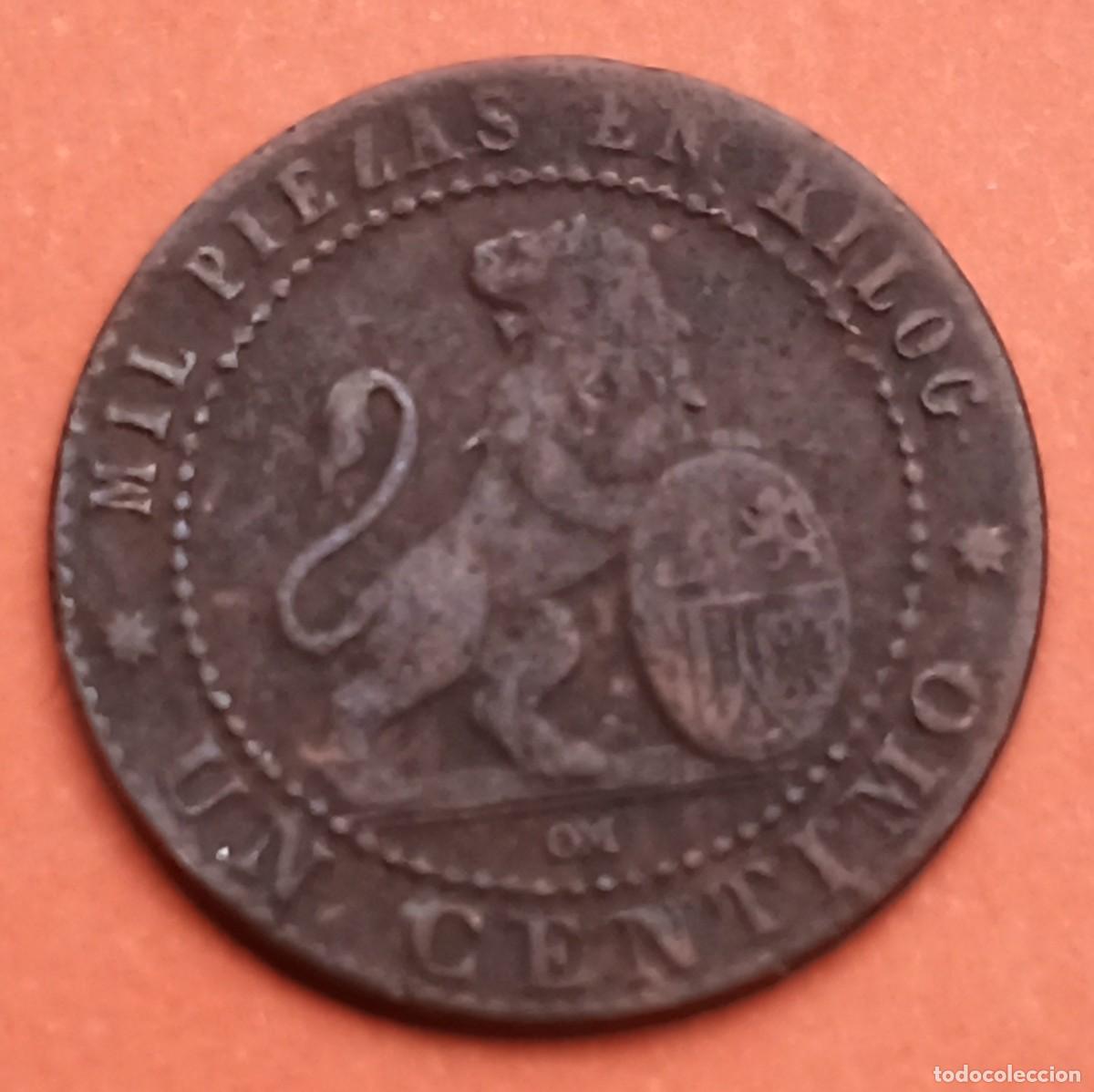 Monedas de Espa&ntilde;a: 1 CENTIMO 1870 - GOBIERNO PROVISIONAL - RC - Foto 2
