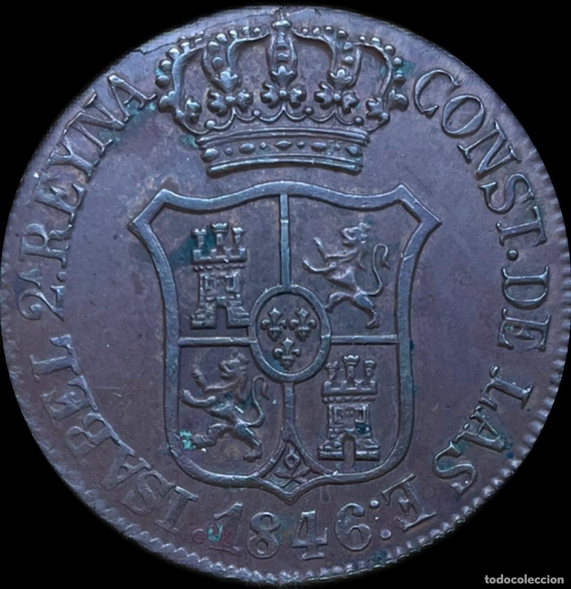 Monedas de Espa&ntilde;a: 6 Cuartos Isabel II Barcelona - Foto 2