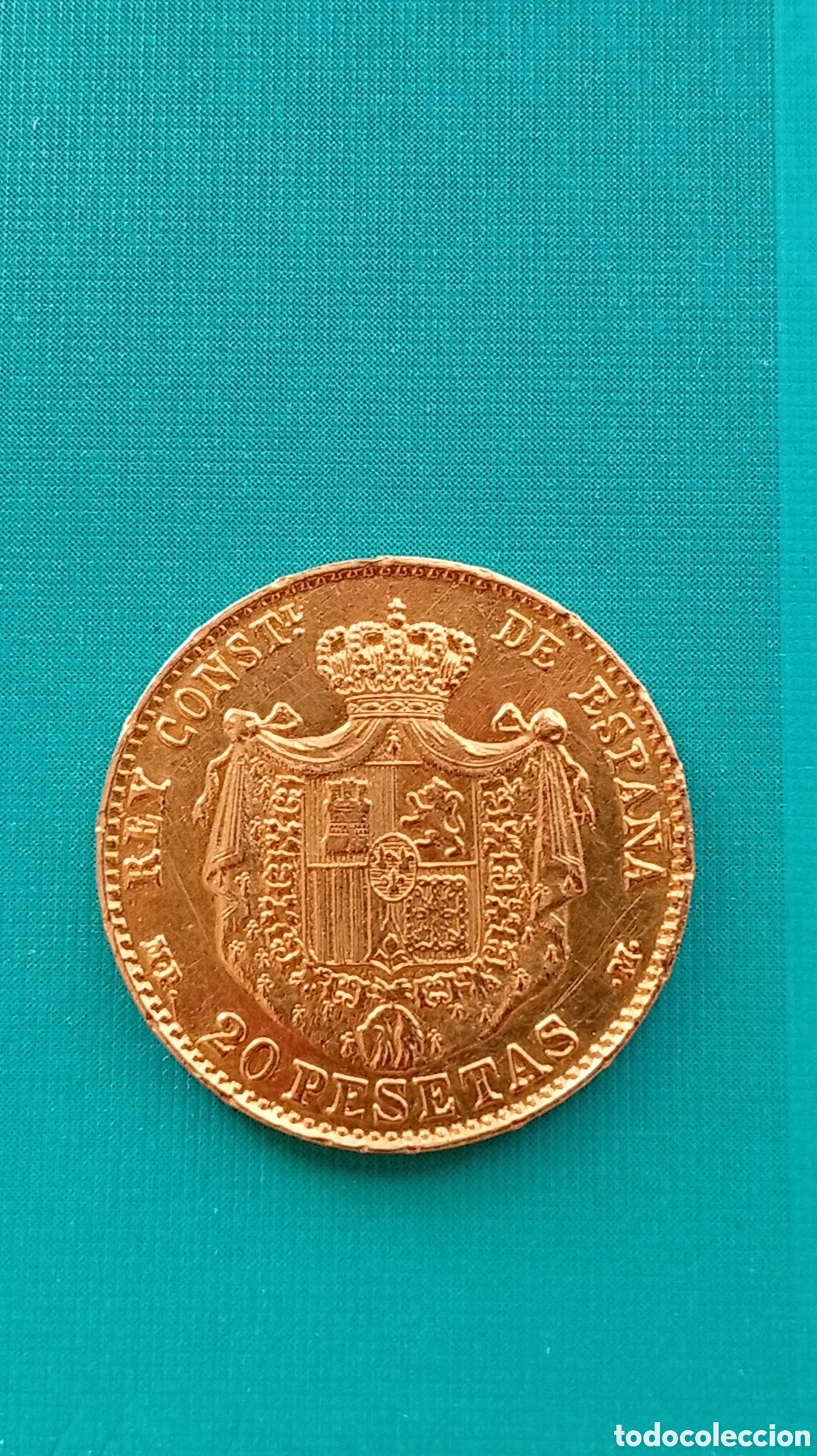 Monedas de Espa&ntilde;a: Moneda 20 pesetas oro Alfonso XllI - Foto 2