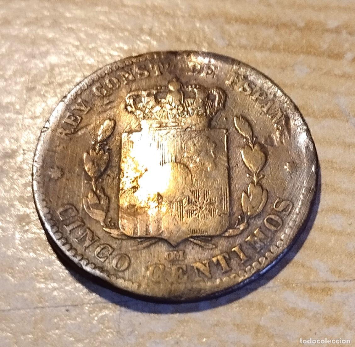 Monedas de Espa&ntilde;a: MONEDA 5 CENTIMOS COBRE ALFONSO XII A&Ntilde;O 1879 - Foto 2