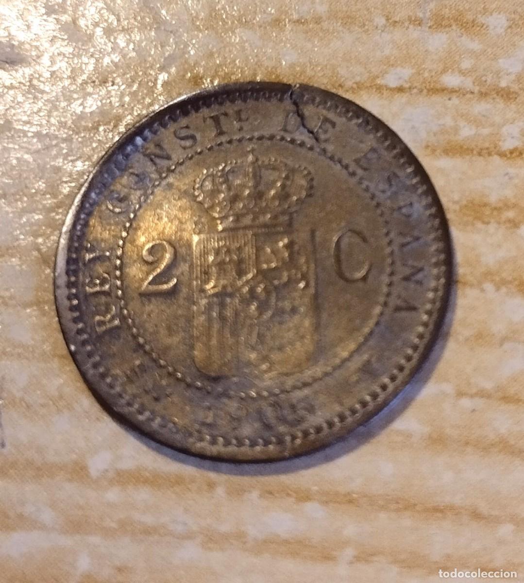 Monedas de Espa&ntilde;a: MONEDA DE ALFONSO XIII A&Ntilde;O 1905 DOS C&Eacute;NTIMOS - Foto 2