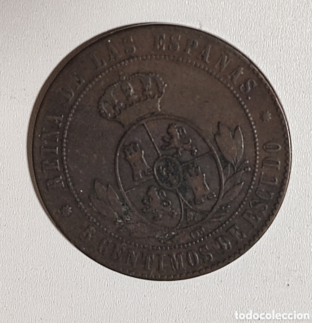 Monedas de Espa&ntilde;a: 5 CENTIMOS 1868 ISABEL II - Foto 2