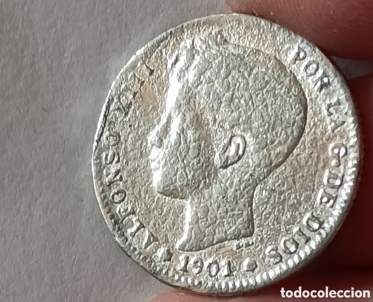 Monedas de Espa&ntilde;a: Moneda Espa&ntilde;a 1 peseta de 1901 - Foto 1