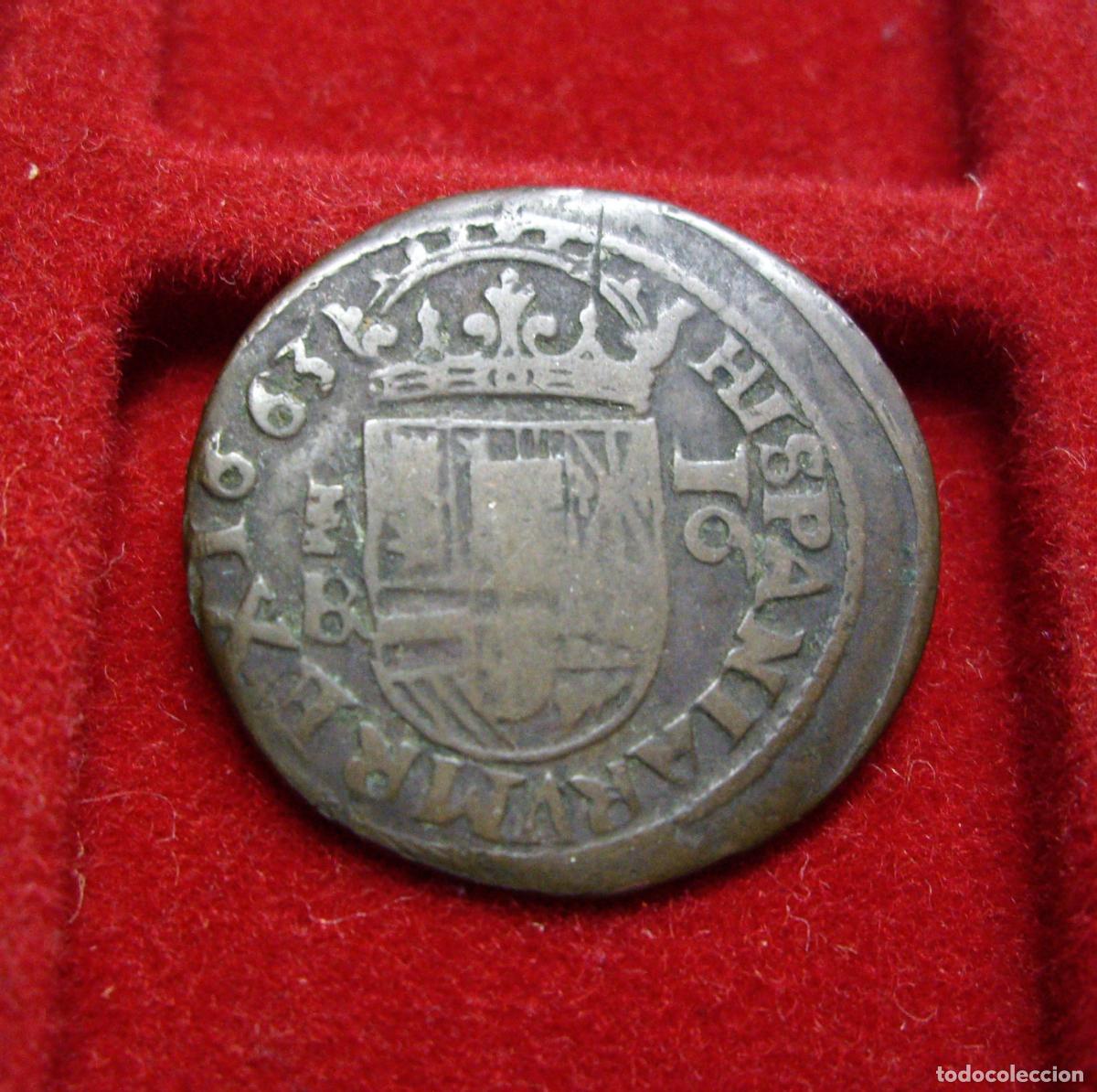 Monedas de Espa&ntilde;a: FELIPE IV - 16 MARAVEDIS SEGOVIA 1663 - Foto 2