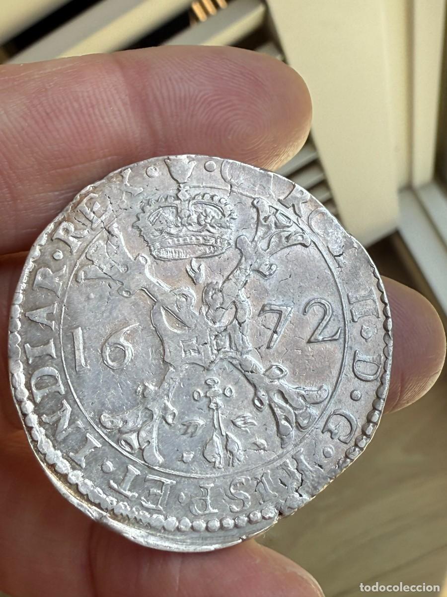 Moedas de Espanha: Carlos II (1665-1700), &rdquo;El Hechizado&rdquo;. Patag&oacute;n. Ceca de Brabante. 1672.