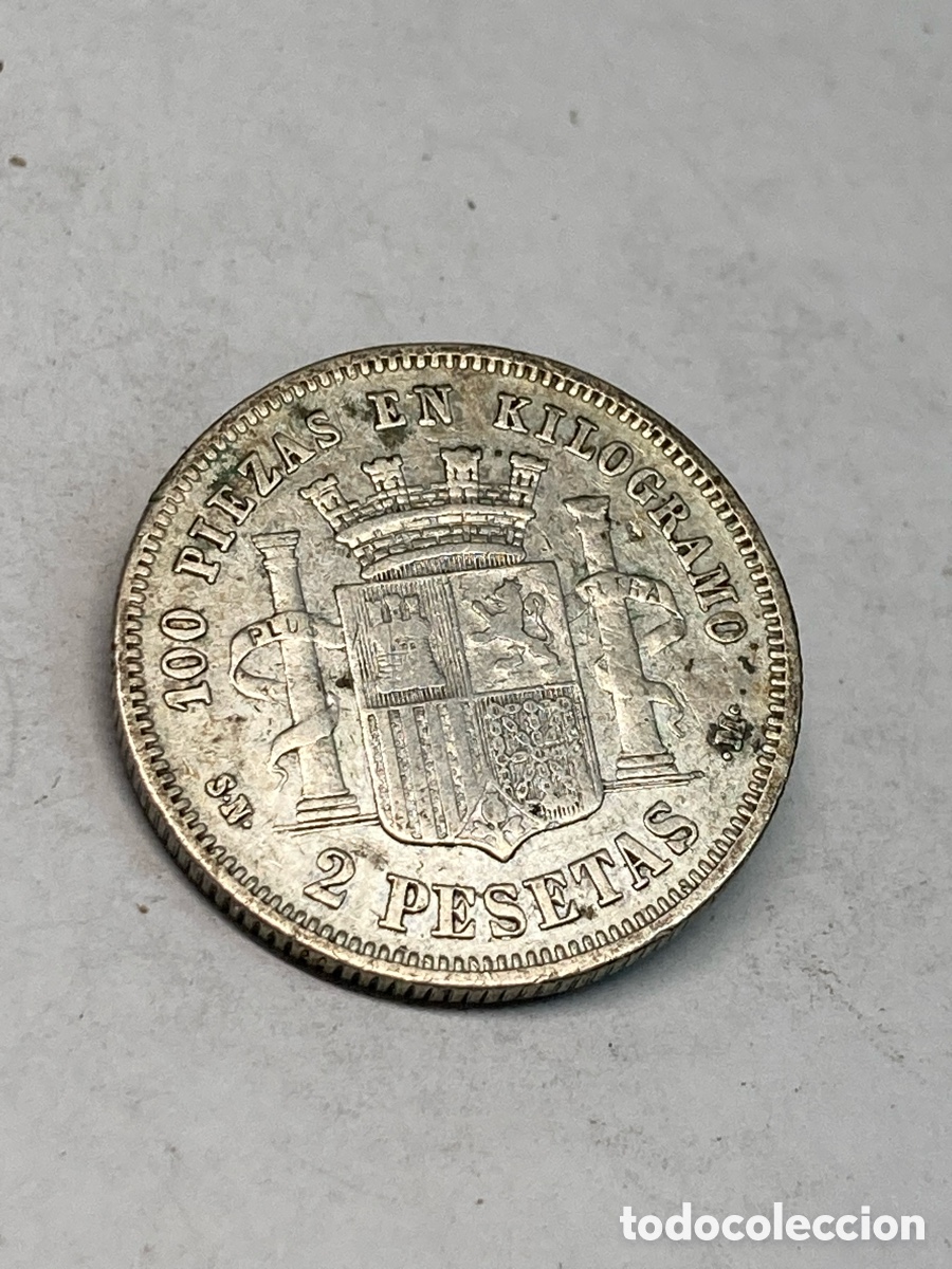 Monedas de Espa&ntilde;a: Moneda de plata 2 pesetas 1869 /M48 - Foto 2