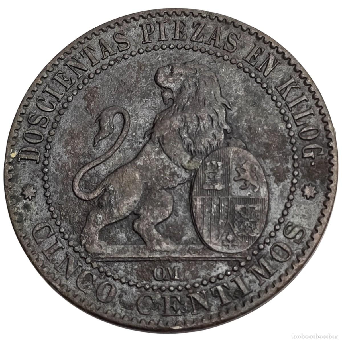 Monedas de Espa&ntilde;a: ESPA&Ntilde;A. GOBIERNO PROVISIONAL. 5 CENTIMOS. 1870. - Foto 2