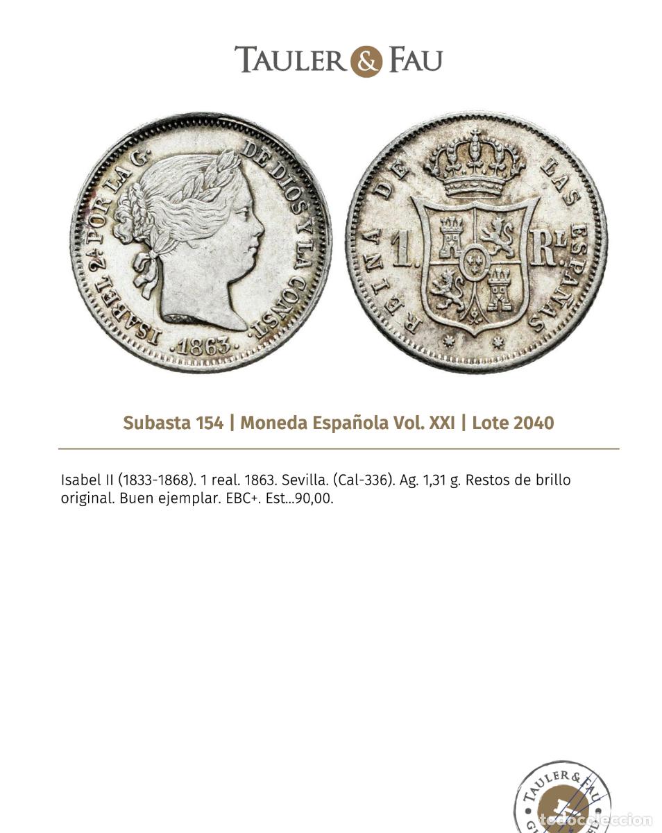 Monedas de Espa&ntilde;a: 1 Real 1863 Isabel II - Foto 3