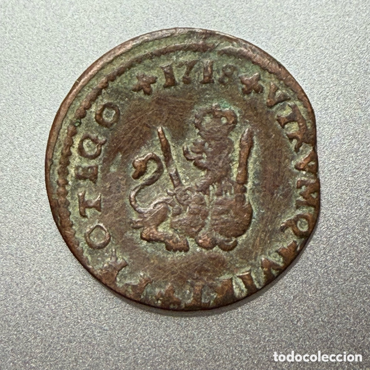 Monedas de Espa&ntilde;a: Felipe V - Barcelona - 1 maraved&iacute; - 1718 - Foto 1