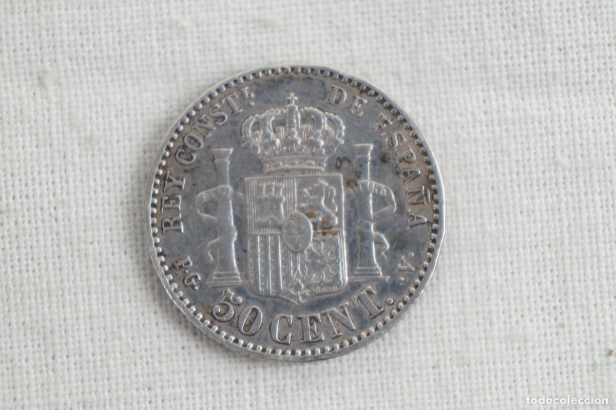 Monedas de Espa&ntilde;a: Moneda de 50 c&eacute;ntimos de 1894 - Alfonso XIII - Plata - Foto 2