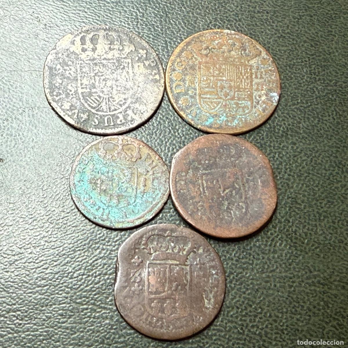 Monedas de Espa&ntilde;a: Lote de 5 monedas de Felipe V - Foto 1