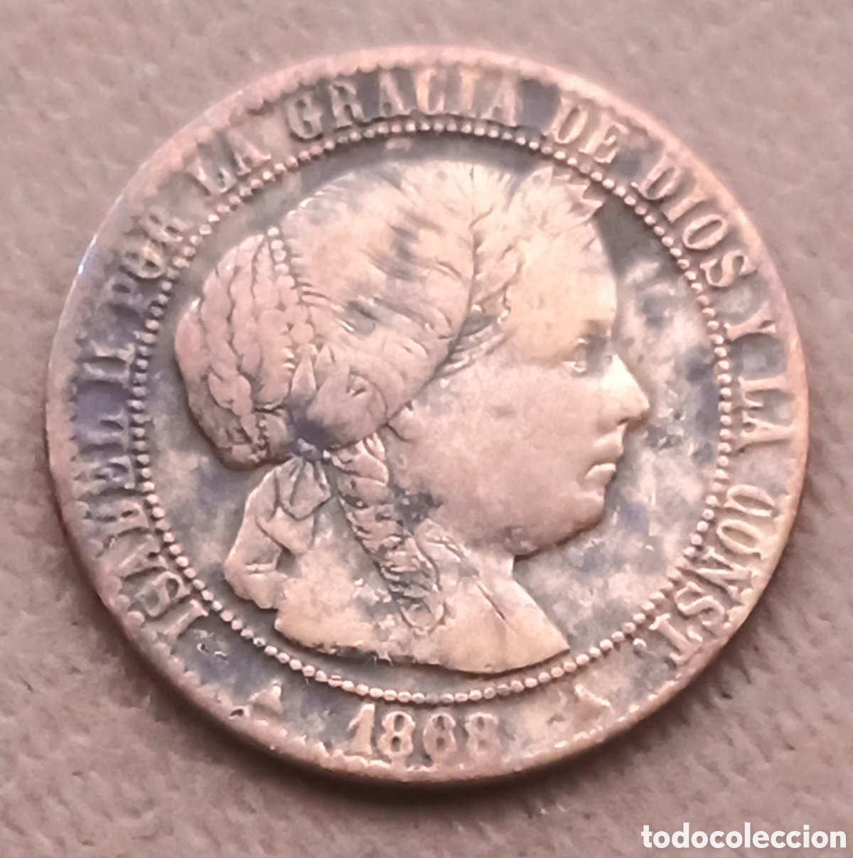Monedas de Espa&ntilde;a: 1 C&eacute;ntimo 1868 OM - Isabel II - Rc - Foto 1