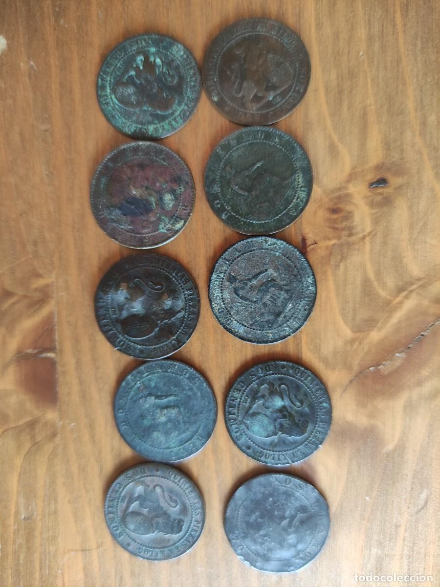 Monedas de Espa&ntilde;a: LOTE 10 MONEDAS 2 CENTIMOS 1870 ESPA&Ntilde;A - Foto 2