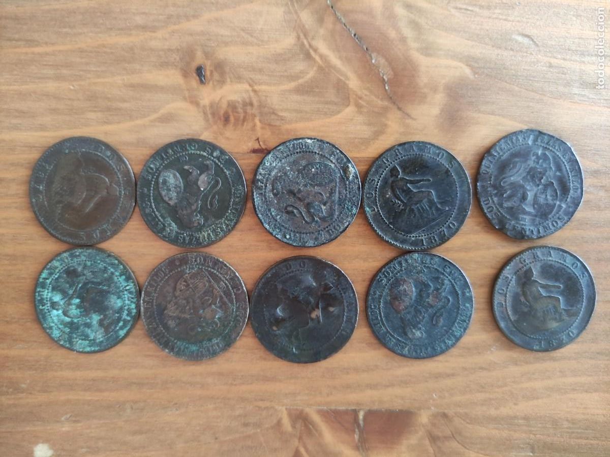 Monedas de Espa&ntilde;a: LOTE 10 MONEDAS 2 CENTIMOS 1870 ESPA&Ntilde;A - Foto 1