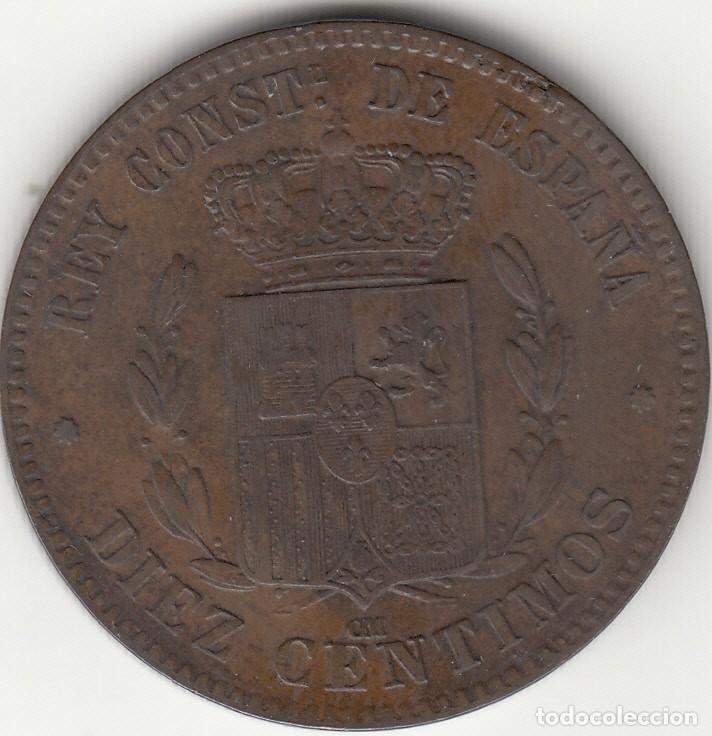 Monedas de Espa&ntilde;a: ALFONSO XII: 10 CENTIMOS 1877 - 1 - Foto 2