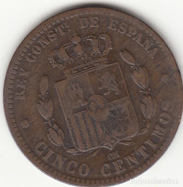Monedas de Espa&ntilde;a: ALFONSO XII: 5 CENTIMOS 1877 - 4 - Foto 2