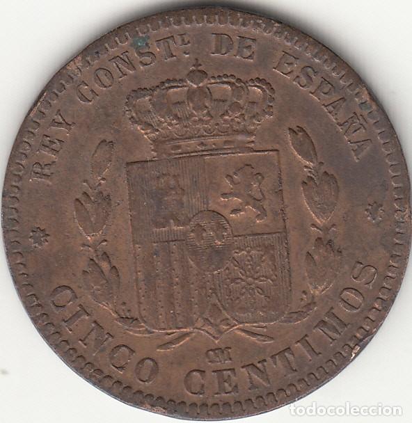 Monedas de Espa&ntilde;a: ALFONSO XII: 5 CENTIMOS 1879 - 2 - Foto 2