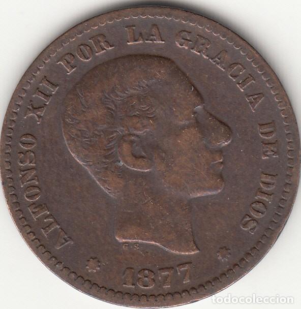 Monedas de Espa&ntilde;a: ALFONSO XII: 5 CENTIMOS 1877 - 3 - Foto 1