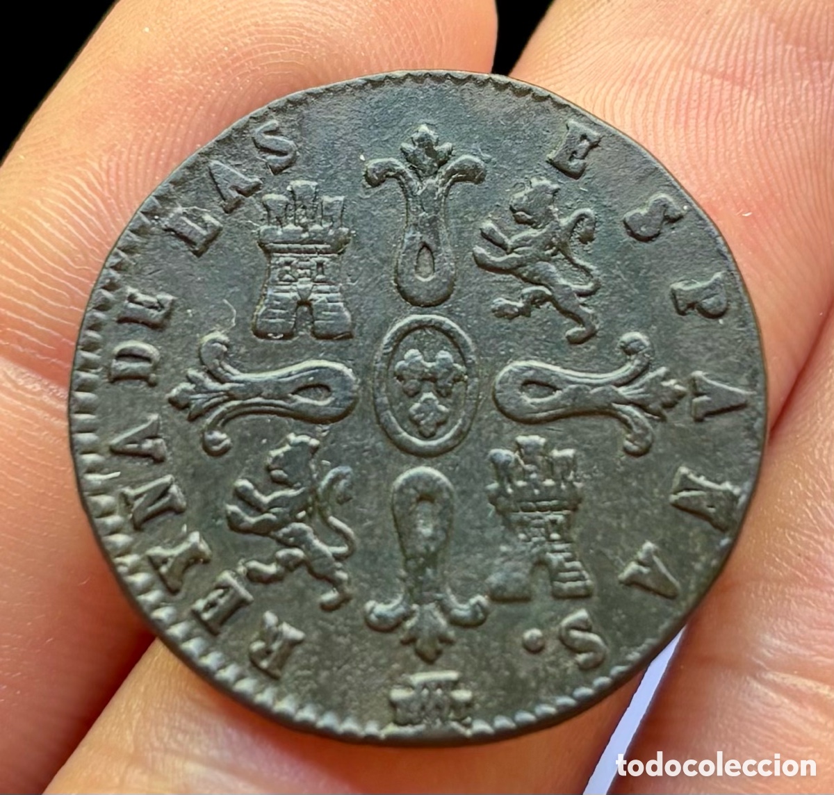 Monedas de Espa&ntilde;a: Moneda 8 Maravedis 1843 Segovia. ISABEL II - Foto 4