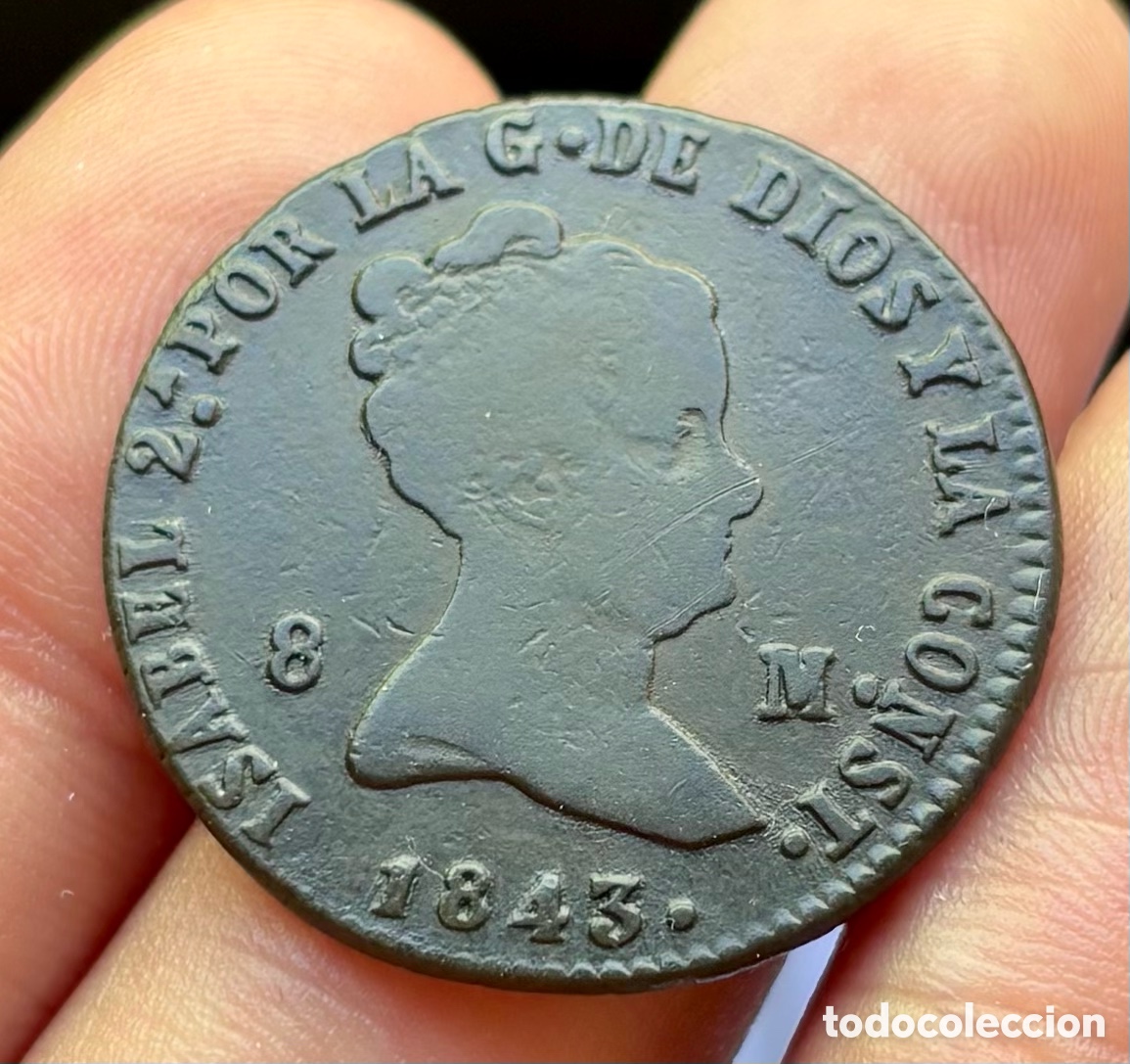 Monedas de Espa&ntilde;a: Moneda 8 Maravedis 1843 Segovia. ISABEL II - Foto 1