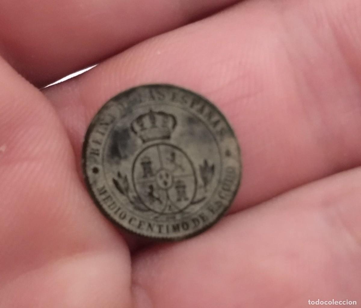Monedas de Espa&ntilde;a: ISABEL II - 1/2 centimos de escudo 1868 - Foto 2