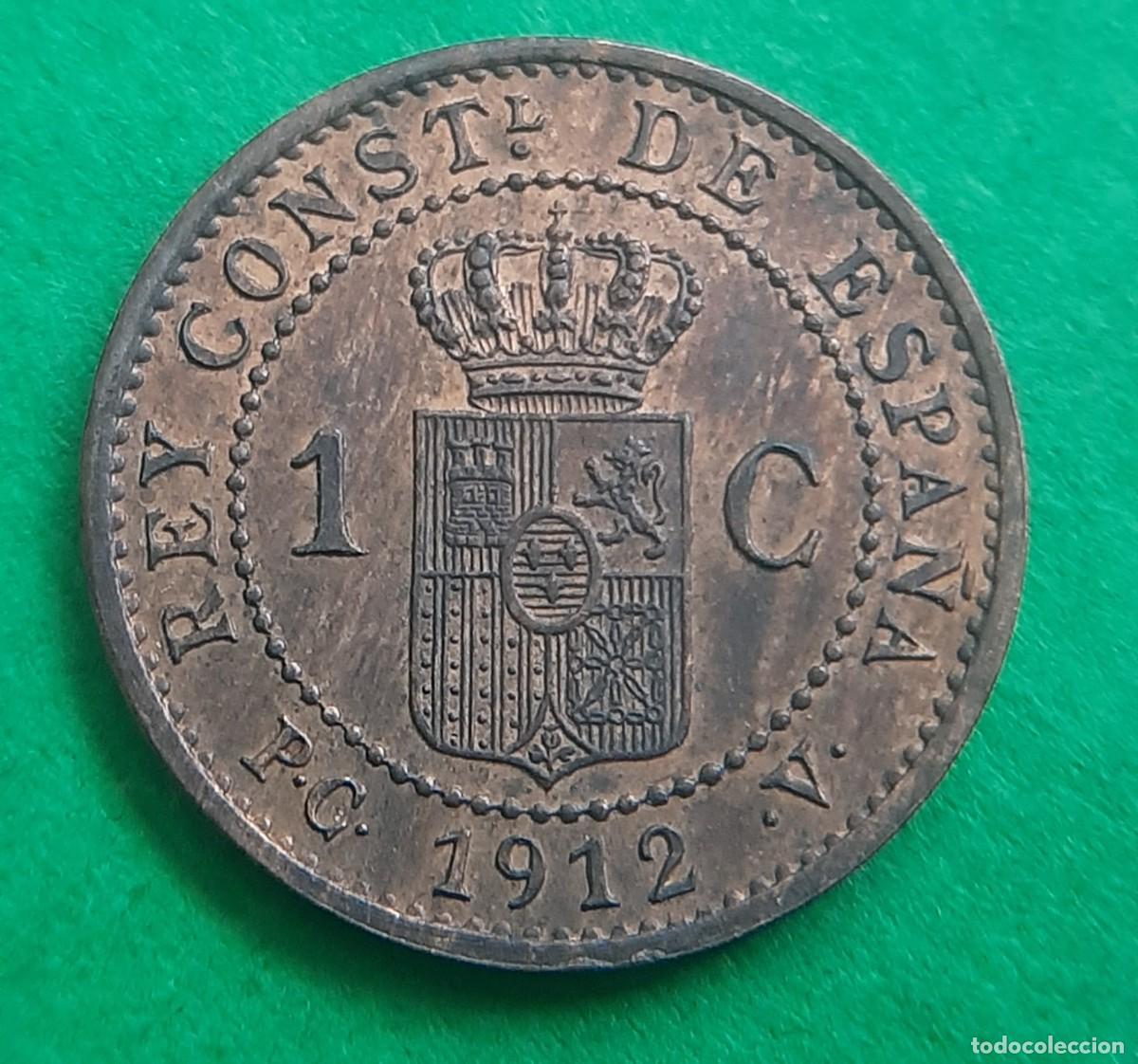 Monedas de Espa&ntilde;a: (ALFONSO XIII)(1912*2 PC V)(COBRE) 1 C&Eacute;NTIMO - Foto 8