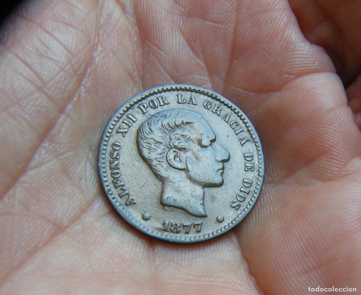 Monedas de Espa&ntilde;a: ALFONSO XII MONEDA DE 5 CENTIMOS 1877 COBRE - Foto 1