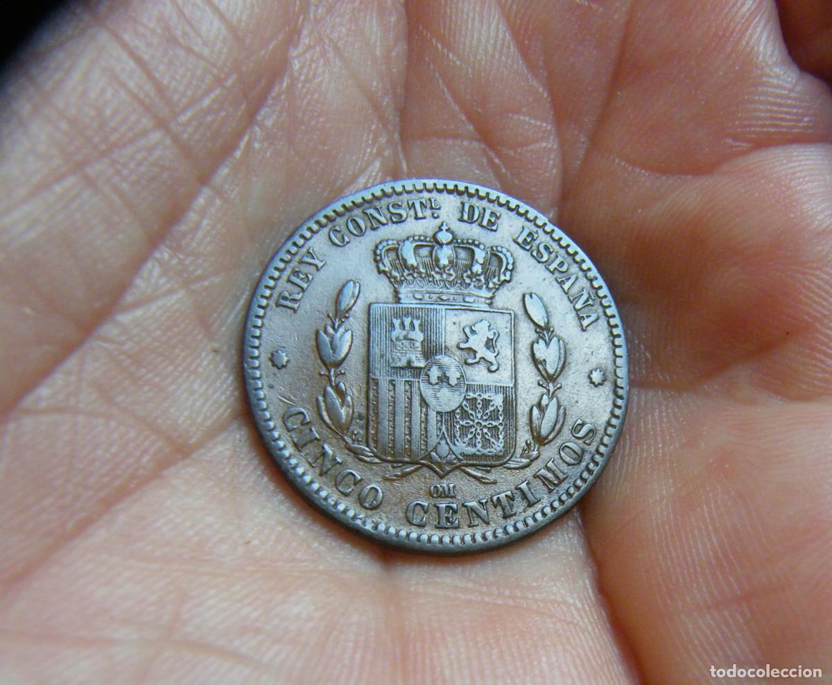 Monedas de Espa&ntilde;a: ALFONSO XII MONEDA DE 5 CENTIMOS 1877 COBRE - Foto 2