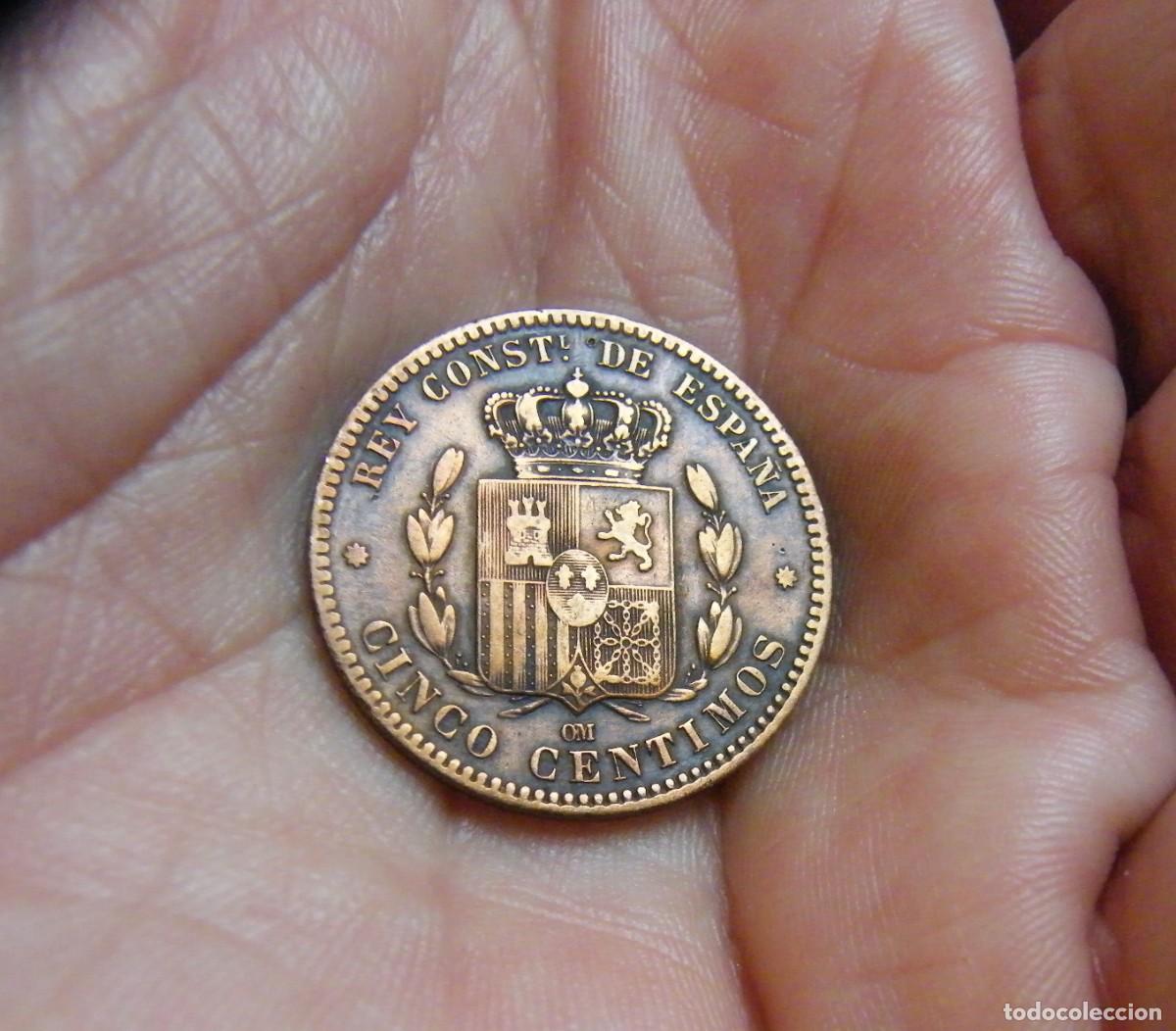 Monedas de Espa&ntilde;a: ALFONSO XII MONEDA DE 5 CENTIMOS 1879 COBRE - Foto 2