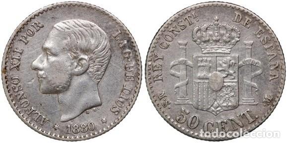 Monedas de Espa&ntilde;a: ALFONSO XII. 50 C&eacute;ntimos. 1880 MSM. - Foto 1