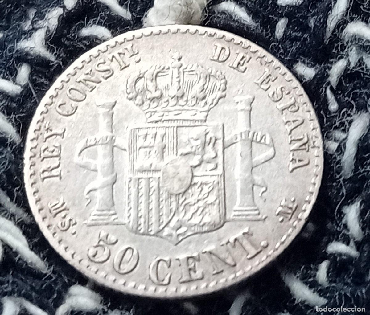 Monedas de Espa&ntilde;a: ALFONSO XII. 50 C&eacute;ntimos. 1880 MSM. - Foto 2