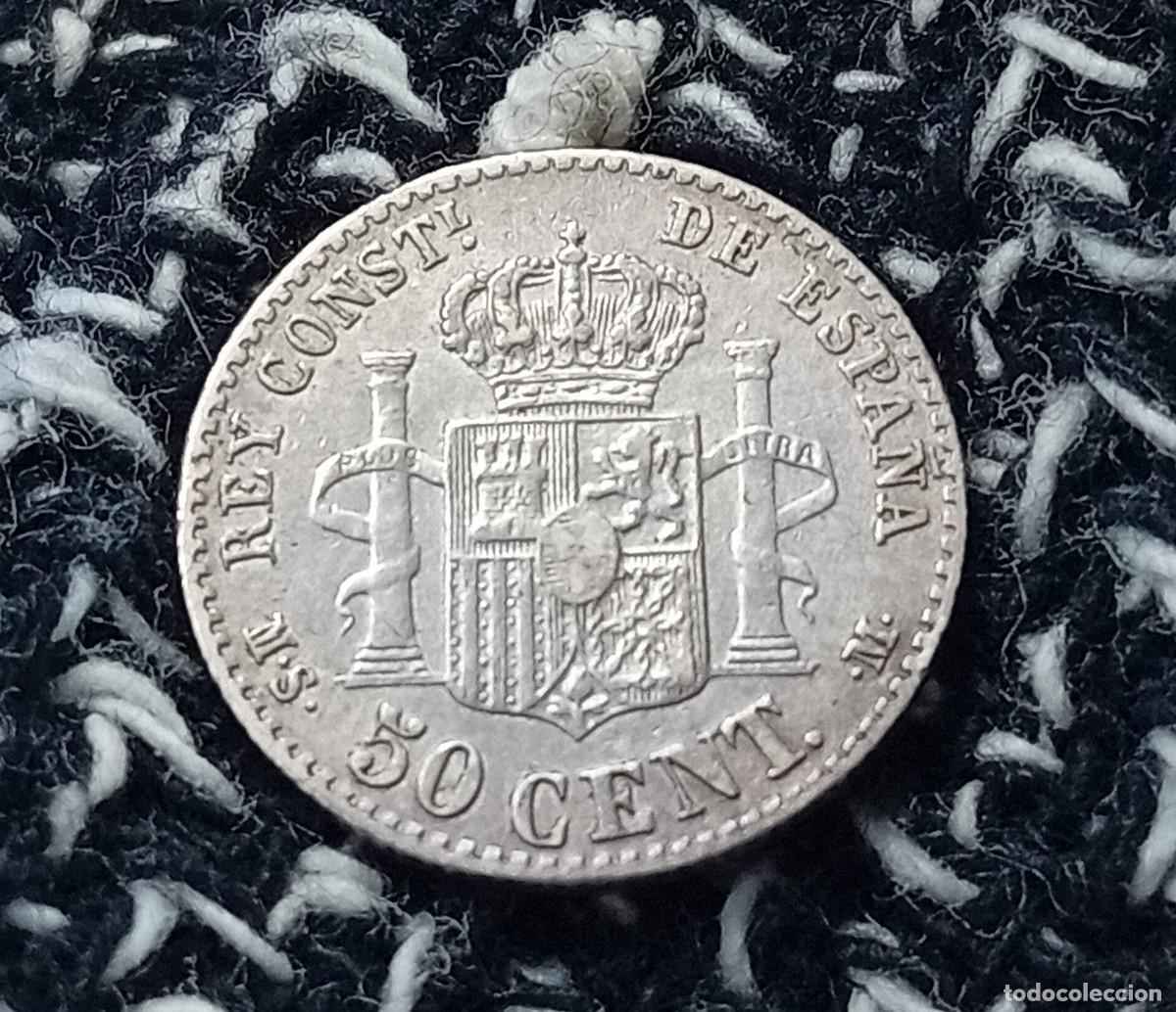Monedas de Espa&ntilde;a: ALFONSO XII. 50 C&eacute;ntimos. 1880 MSM. - Foto 3