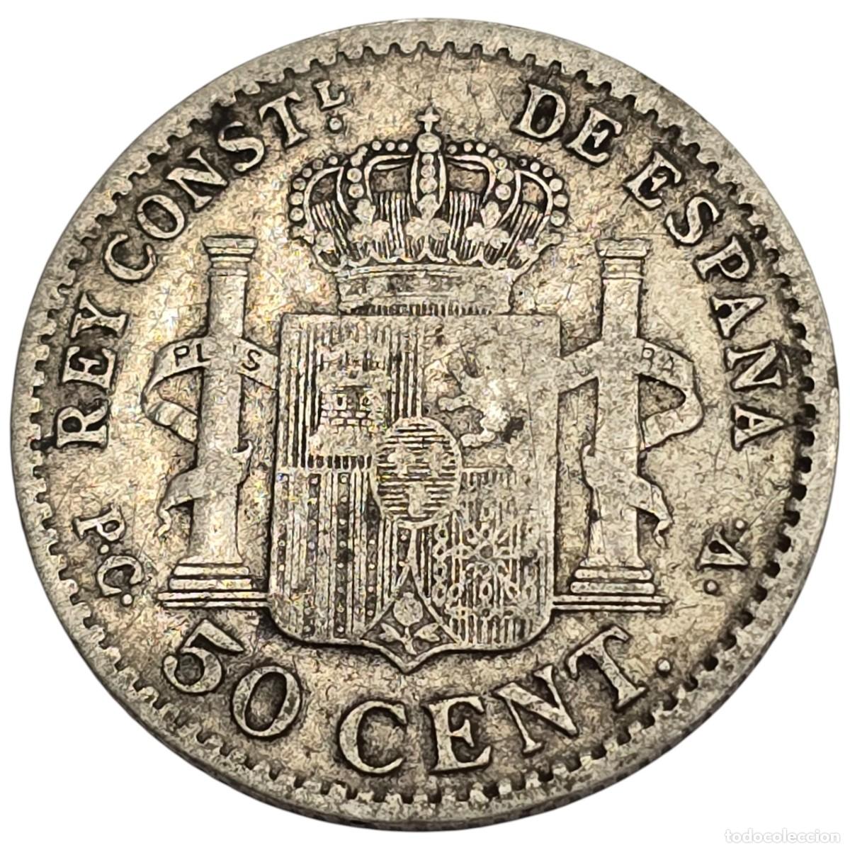Monedas de Espa&ntilde;a: ESPA&Ntilde;A. ALFONSO XIII. 50 CENTIMOS. PCV. 1904. - Foto 2