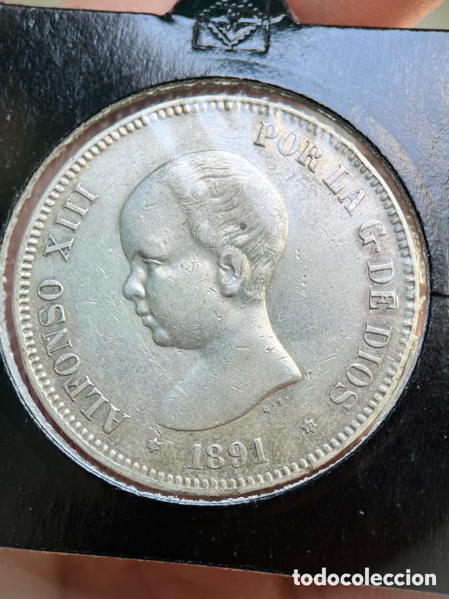 Moedas de Espanha: 5 Pesetas 1891 18* 91* PG M