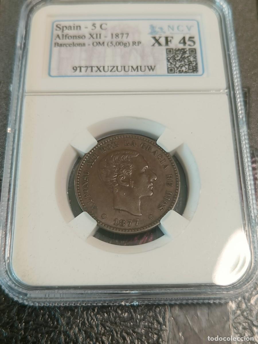 Monedas de Espa&ntilde;a: Alfonso XII - 5 C&eacute;ntimos Cobre a&ntilde;o 1877. - Foto 1