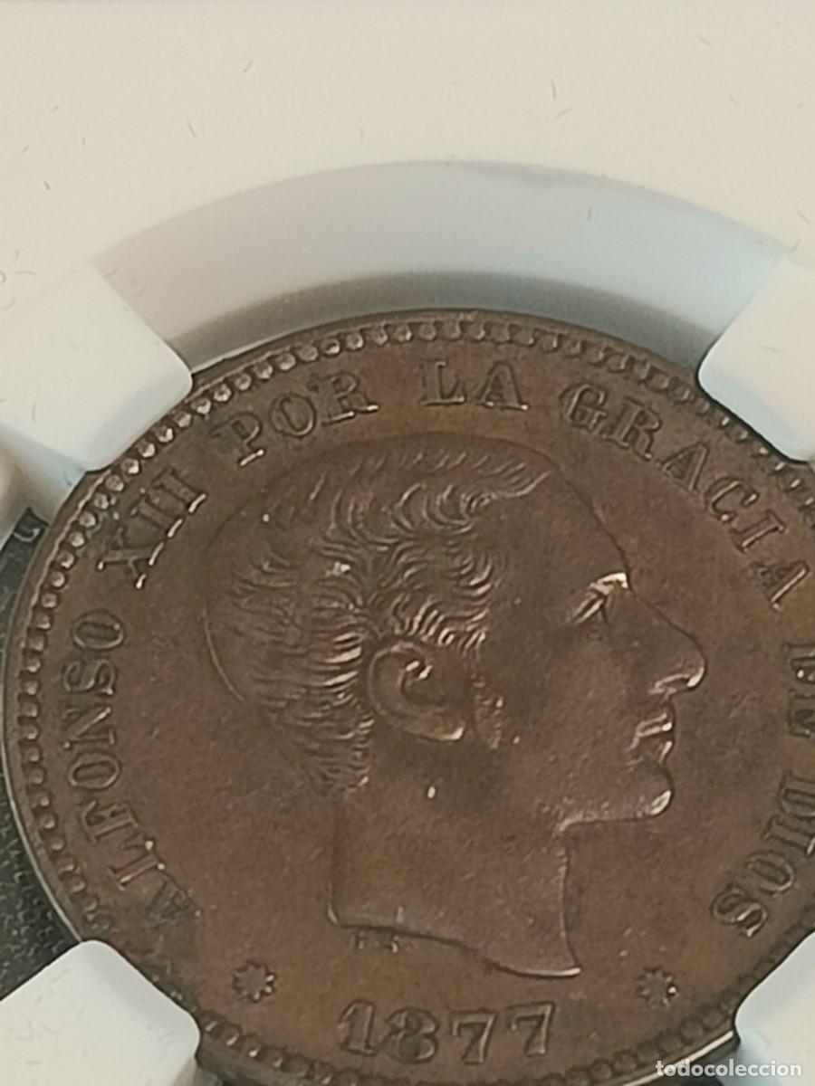 Monedas de Espa&ntilde;a: Alfonso XII - 5 C&eacute;ntimos Cobre a&ntilde;o 1877. - Foto 3