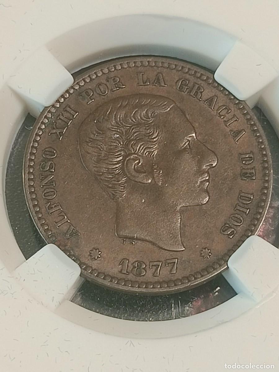 Monedas de Espa&ntilde;a: Alfonso XII - 5 C&eacute;ntimos Cobre a&ntilde;o 1877. - Foto 4