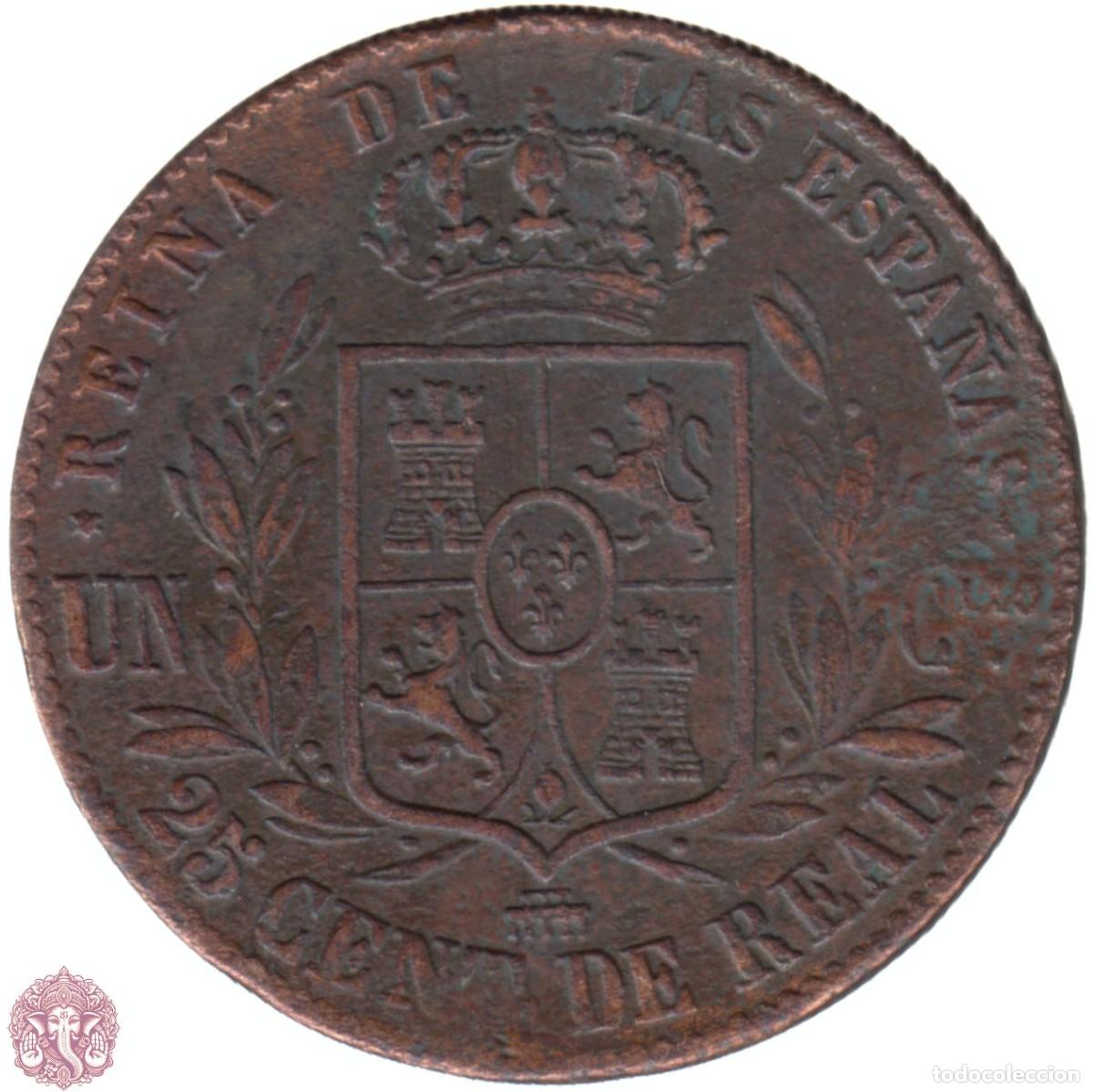 Monedas de Espa&ntilde;a: ESPA&Ntilde;A 25 C&eacute;ntimos 1855 Isabel II KM#615 - Foto 2