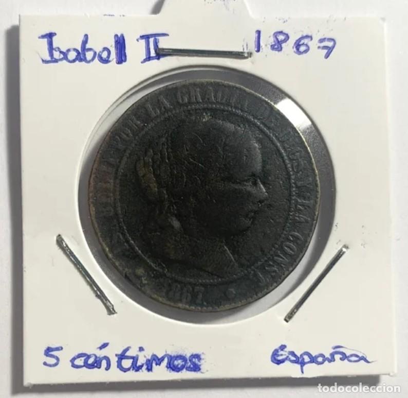Monedas de Espa&ntilde;a: Moneda 5 c&eacute;ntimos Isabel II 1867, ceca Sevilla - Foto 1