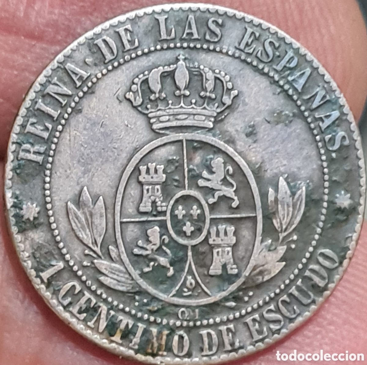 Monedas de Espa&ntilde;a: Moneda Espa&ntilde;a,Isabel II,1.867, 1 Centimo, BC+. - Foto 2