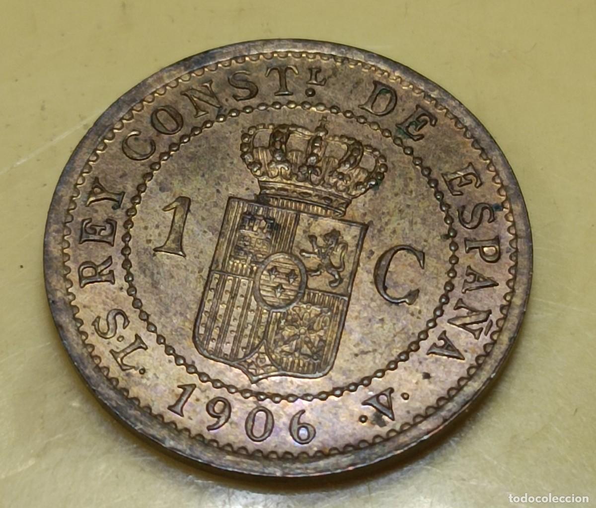 Monedas de Espa&ntilde;a: ALFONSO XIII. 1 C&Eacute;NTIMO 1906*6. SLV. SC. - Foto 1