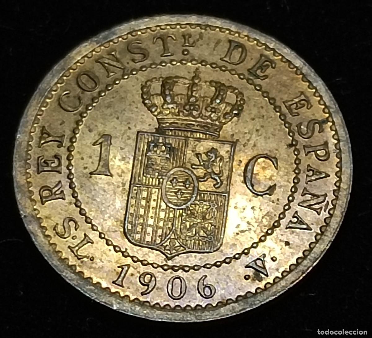 Monedas de Espa&ntilde;a: ALFONSO XIII. 1 C&Eacute;NTIMO 1906*6. SLV. SC. - Foto 9