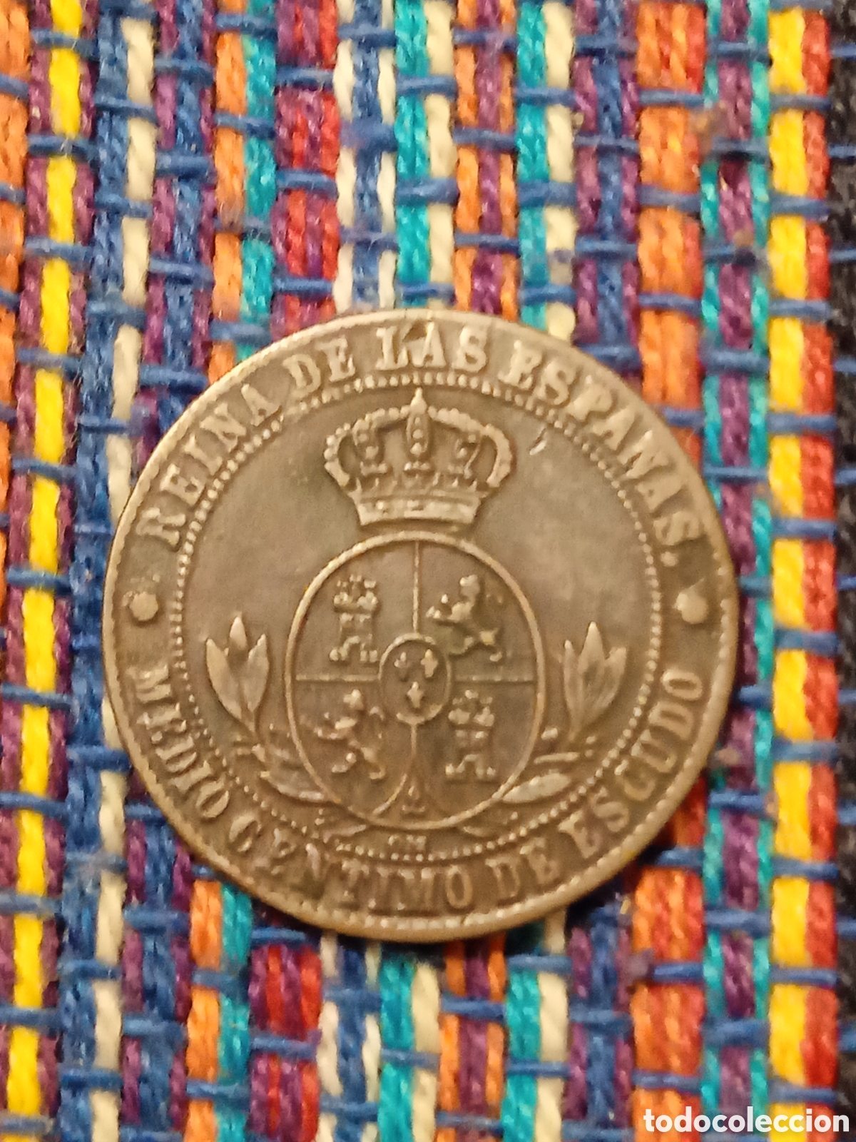 Monedas de Espa&ntilde;a: 2CAJ E-- MEDIO C&Eacute;NTIMO DE ESCUDO 1868OM ISABEL II BARCELONA - Foto 2